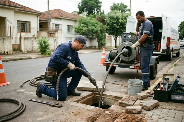 Técnico inspecionando tubulações para manutenção adequada.